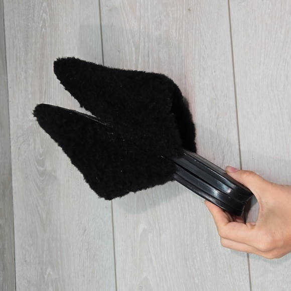 Jenni Kayne Women Shearling Fluffy Pointed toe mule Clog Flats shoes sz 39/9 - Picture 8 of 14